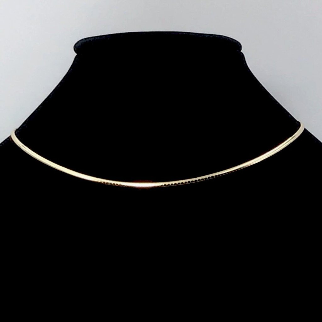 Gold Plated Sterling Silver Omega Necklace Italy 3 Grams 2mm 18” New